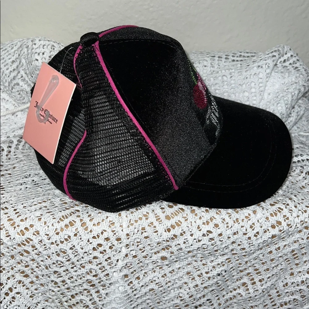 KIDS Juicy Couture Black Cap with Cherry Embroidery